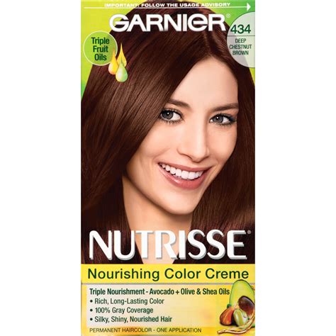 Garnier nutrisse hair color - Garnier Nutrisse Ultra Crème Nourishing Permanent Color nourishes as it colors for 2x shinier, silkier, and nourished hair vs. uncolored, unwashed hair. Garnier Nutrisse comes with a fruit oil ampoule that you pour directly into the mix.